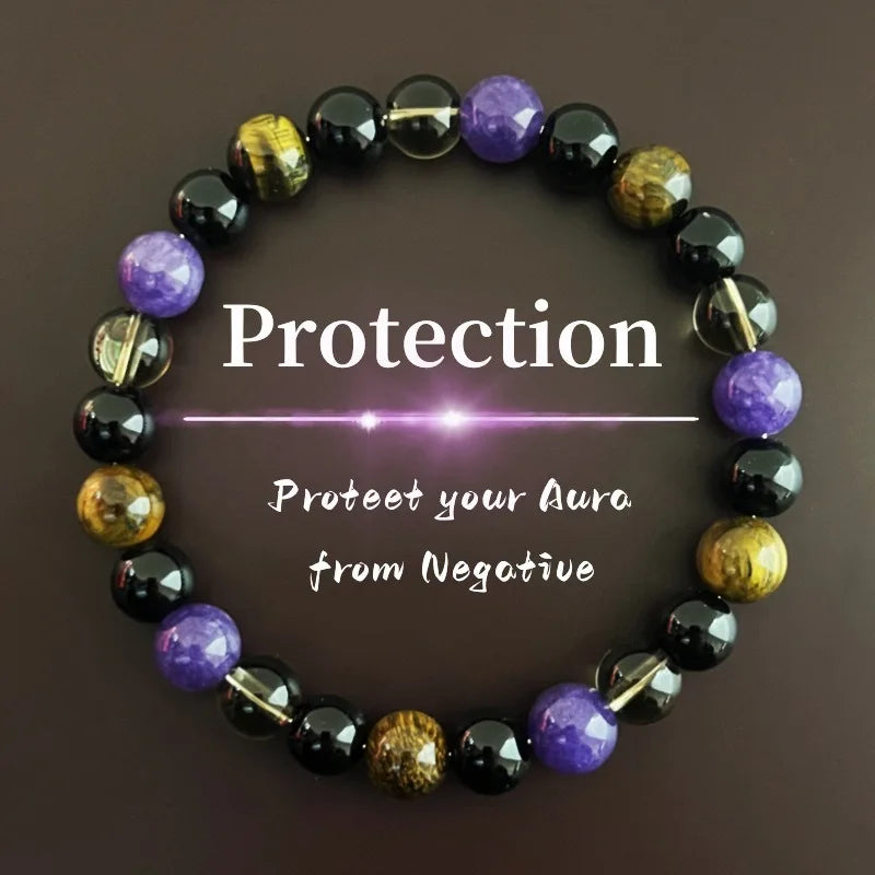 Cross-Border Bestseller Tiger'S Eye Stone Tea Crystal Amethyst Fashionable Natural Stone Beaded Bracelet, Gift Bracelet
