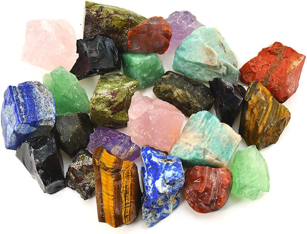 3 Lbs Bulk Rough Madagascar Stones Mix Large 1" Natural Raw Stones Crystal for Tumbling, Cabbing, Fountain Rocks, Decoration,Polishing, Wire Wrapping, Wicca Reiki Crystal Healing