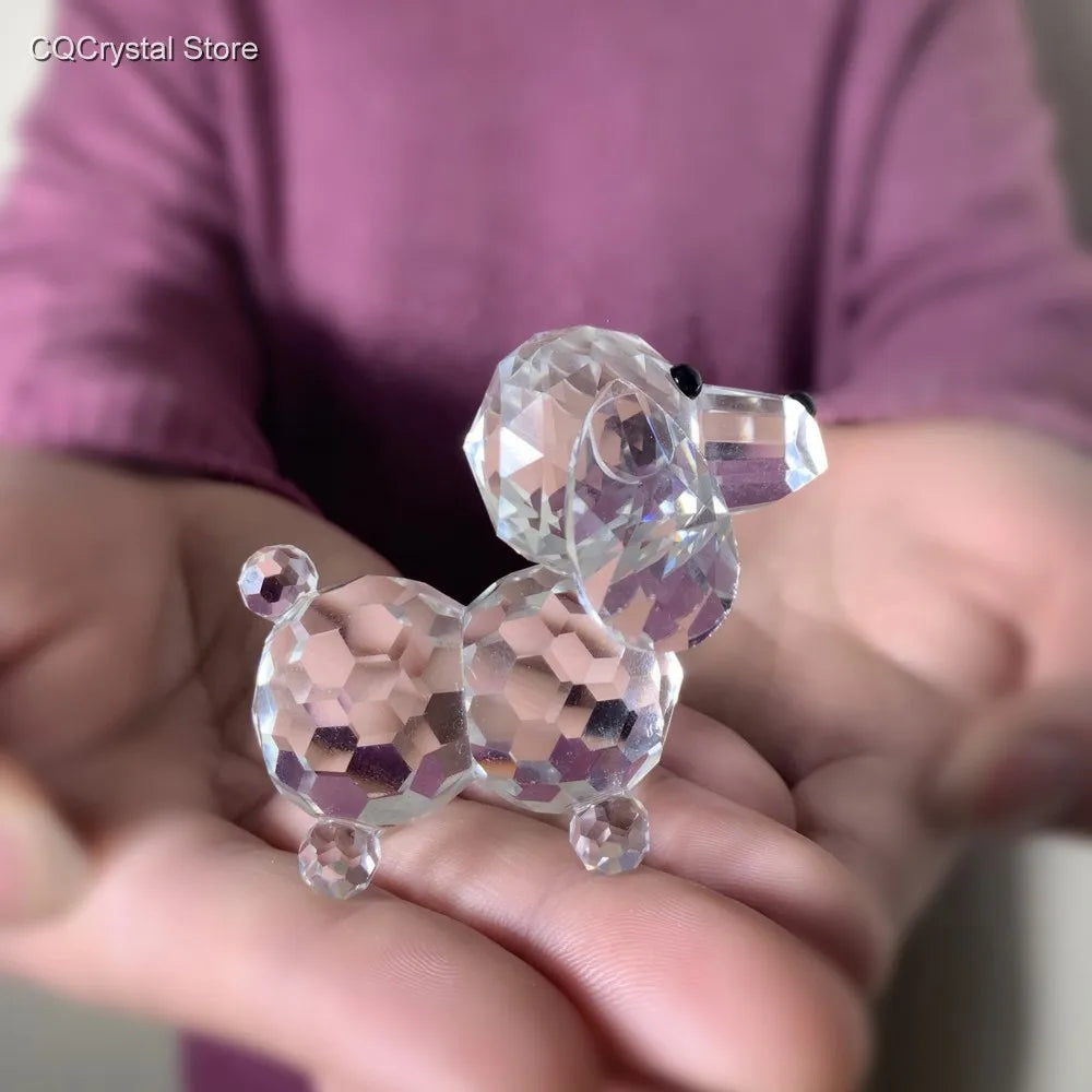Crystal Dog Animal Figurine Glass Clear Dog Collection Ornament Handmade Puppy Paperweight Children Gift Home Table Decor