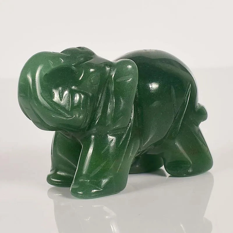 Whosale 2 Inch Jade Crystal Elephant Figurines Craft Hand Carved 100 % Natural Stone Mini Animal Statue for Decor Chakra Healing