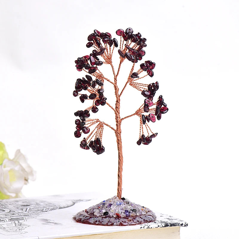 Natural Crystal Tree Amethyst Rose Quartz Olivine Lucky Tree Decor Agate Slices Gravle Stone Mineral Ornaments Home Decor Gifts