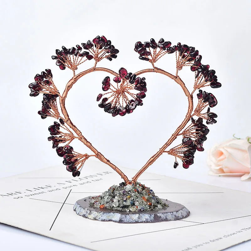 Natural Crystal Amethyst Lucky Tree Love Handmade Gemstone Decoration Agate Slices Stone Mineral Ornaments Office Decor Gift