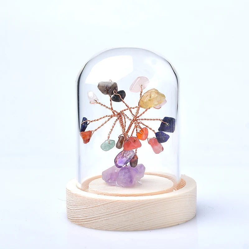 Natural Crystal Tree Amethyst Rose Quartz Olivine Lucky Tree Decor Agate Slices Gravle Stone Mineral Ornaments Home Decor Gifts