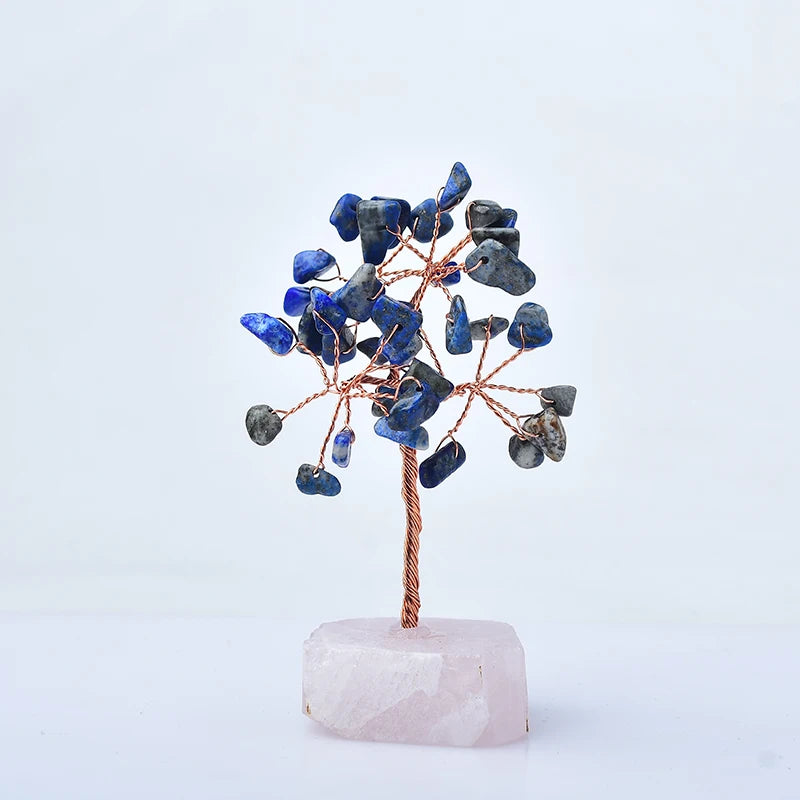 Natural Crystal Tree Amethyst Rose Quartz Olivine Lucky Tree Decor Agate Slices Gravle Stone Mineral Ornaments Home Decor Gifts