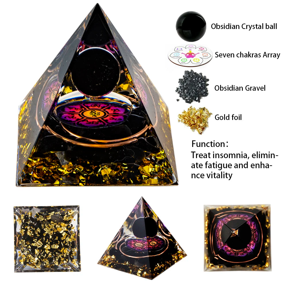 5Cm/2Inch Orgone Pyramid the Zodiac Pyramid Chakra Energy Healing Crystal Pyramid for Health Lucky Success Home Decor Gift