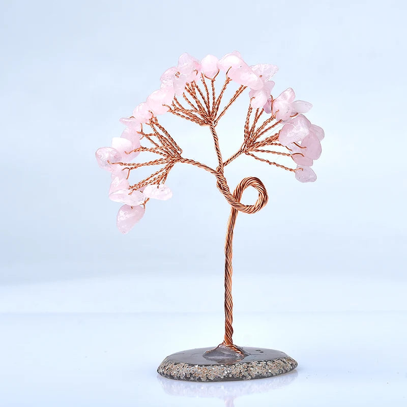 Natural Crystal Tree Amethyst Rose Quartz Olivine Lucky Tree Decor Agate Slices Gravle Stone Mineral Ornaments Home Decor Gifts