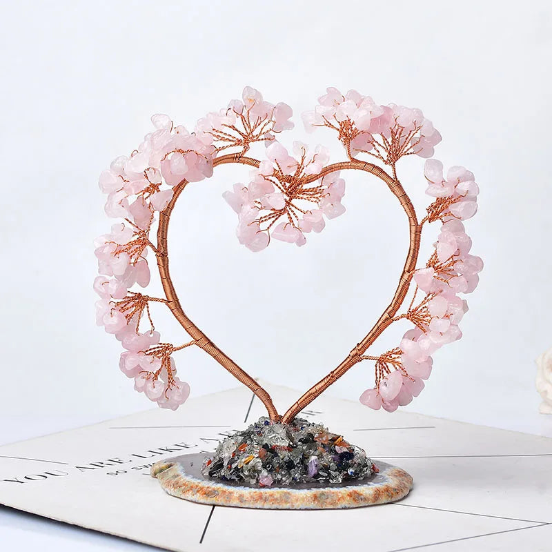Natural Crystal Amethyst Lucky Tree Love Handmade Gemstone Decoration Agate Slices Stone Mineral Ornaments Office Decor Gift