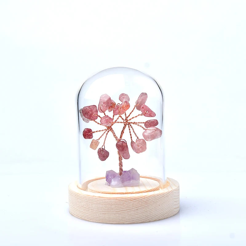 Natural Crystal Tree Amethyst Rose Quartz Olivine Lucky Tree Decor Agate Slices Gravle Stone Mineral Ornaments Home Decor Gifts
