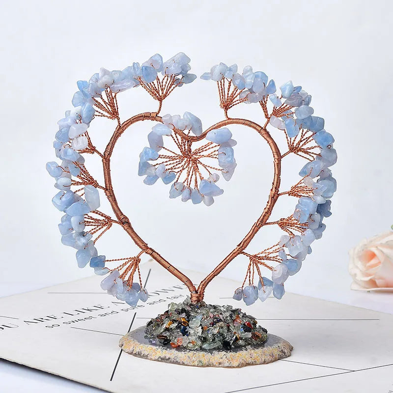 Natural Crystal Amethyst Lucky Tree Love Handmade Gemstone Decoration Agate Slices Stone Mineral Ornaments Office Decor Gift