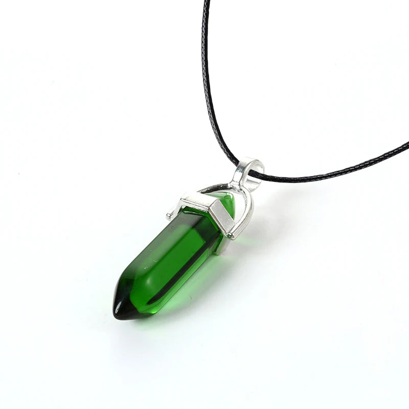 2025 Hexagonal Column Quartz Necklaces Turquoises Pink Crystal Pendent Necklace for Women Chain Natural Stone Choker Jewelry