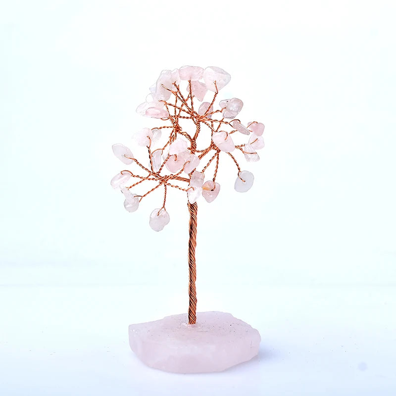 Natural Crystal Tree Amethyst Rose Quartz Olivine Lucky Tree Decor Agate Slices Gravle Stone Mineral Ornaments Home Decor Gifts