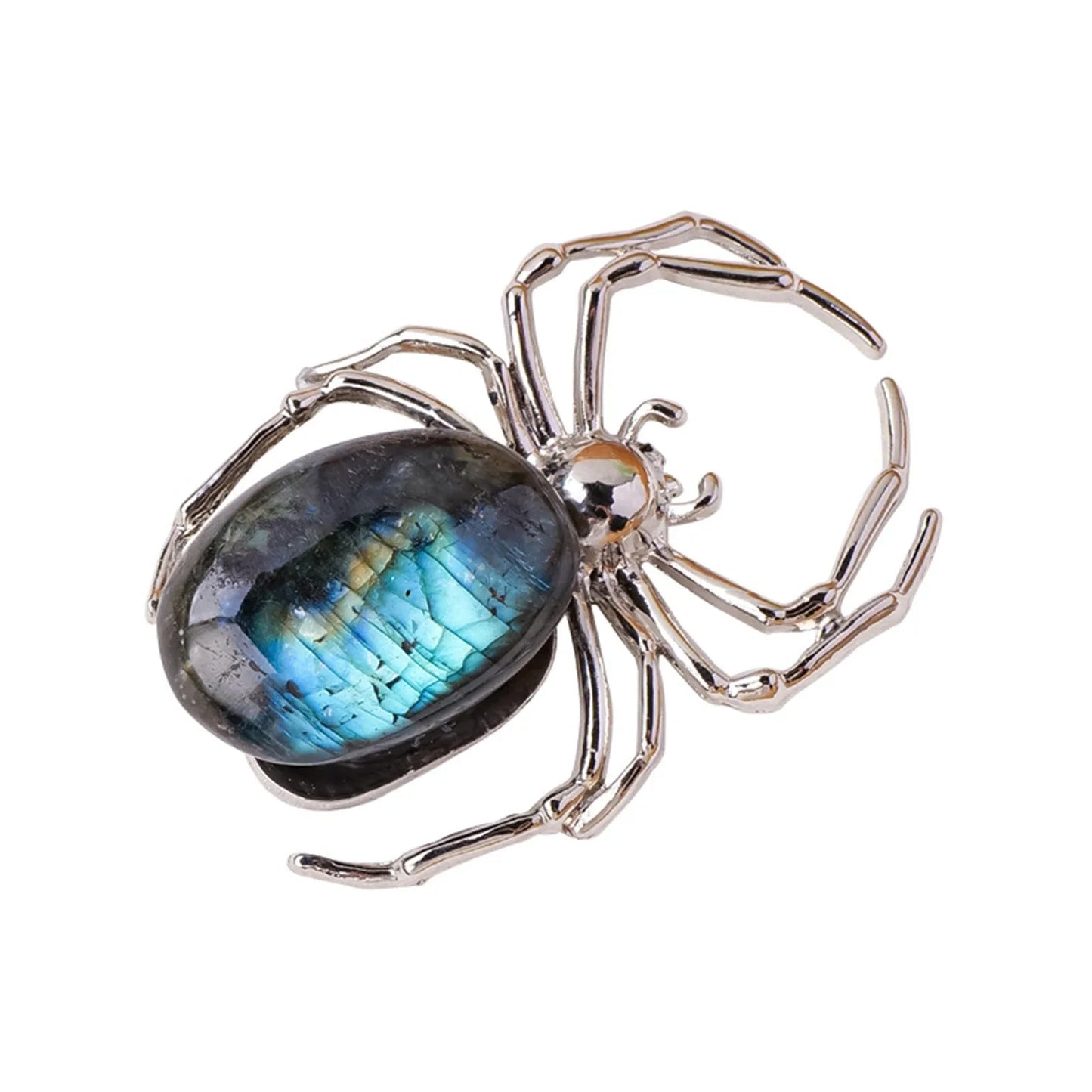 Natural Crystal Stones Spider Handmade Halloween Decor, Healing Crystal Gift for Home & Office Unique Animal Figurine Collection