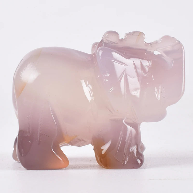 Whosale 2 Inch Jade Crystal Elephant Figurines Craft Hand Carved 100 % Natural Stone Mini Animal Statue for Decor Chakra Healing