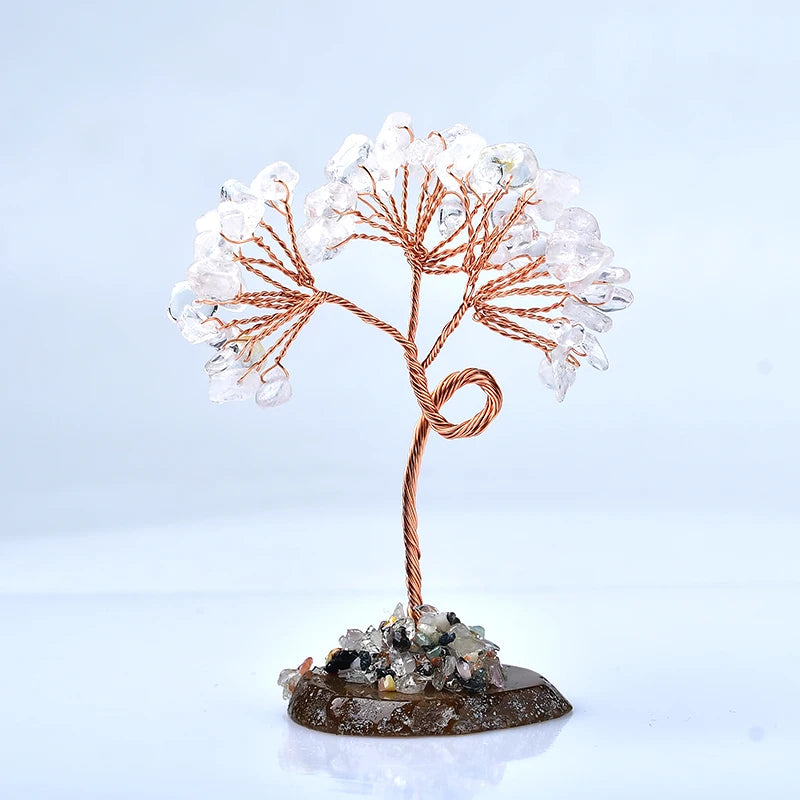Natural Crystal Tree Amethyst Rose Quartz Olivine Lucky Tree Decor Agate Slices Gravle Stone Mineral Ornaments Home Decor Gifts