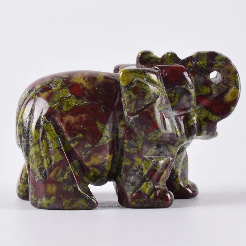 Whosale 2 Inch Jade Crystal Elephant Figurines Craft Hand Carved 100 % Natural Stone Mini Animal Statue for Decor Chakra Healing