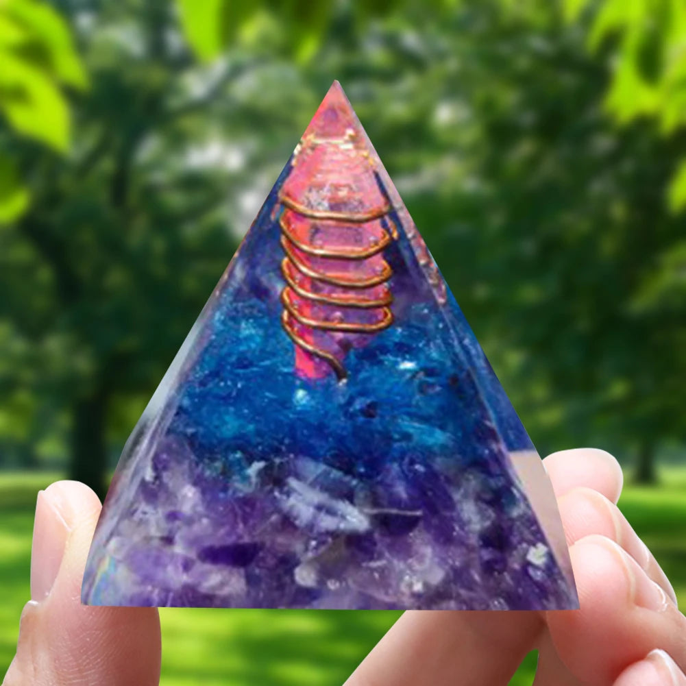 Natural Stone Crystal Orgonite Pyramid Reiki Chakra Healing Gemstone Tower Meditation Protection Office Decor Gifts