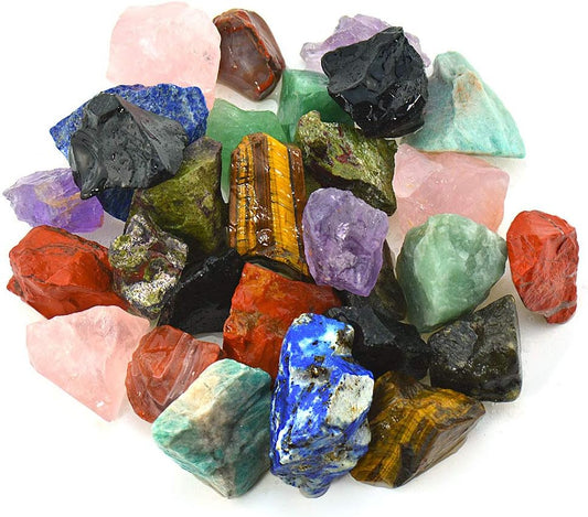 3 Lbs Bulk Rough Madagascar Stones Mix Large 1" Natural Raw Stones Crystal for Tumbling, Cabbing, Fountain Rocks, Decoration,Polishing, Wire Wrapping, Wicca Reiki Crystal Healing