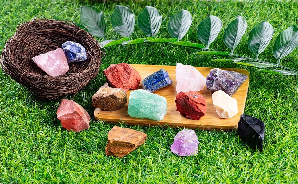 3 Lbs Bulk Rough Madagascar Stones Mix Large 1" Natural Raw Stones Crystal for Tumbling, Cabbing, Fountain Rocks, Decoration,Polishing, Wire Wrapping, Wicca Reiki Crystal Healing