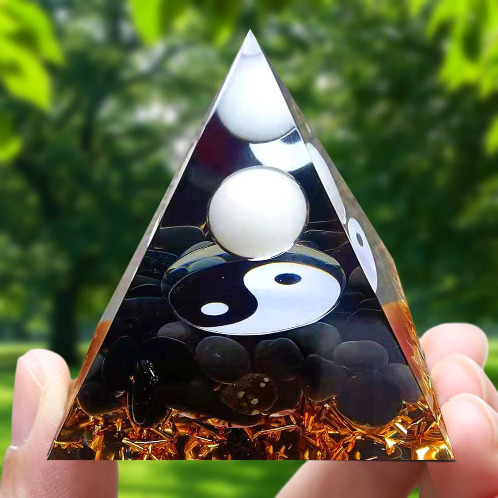 Natural Stone Crystal Orgonite Pyramid Reiki Chakra Healing Gemstone Tower Meditation Protection Office Decor Gifts