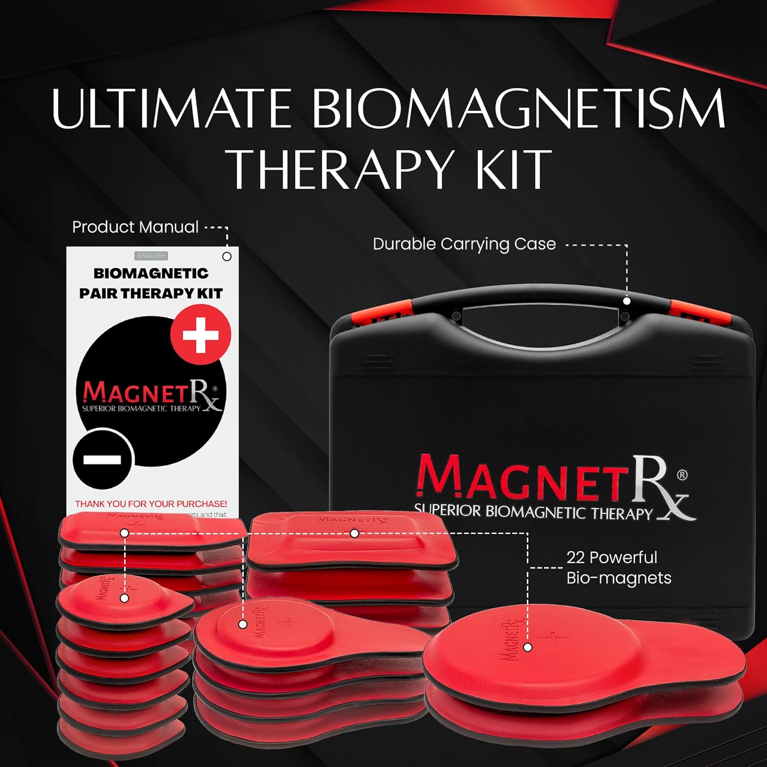 ® Biomagnetic Therapy Magnets Kit – Imanes Para Biomagnetismo Médico – Dr Goiz Bio Magnet Pair for Biomagnetism Magnets Therapy – Assorted round & Rectangular 2500-5200 Gauss (22 Mixed Units)