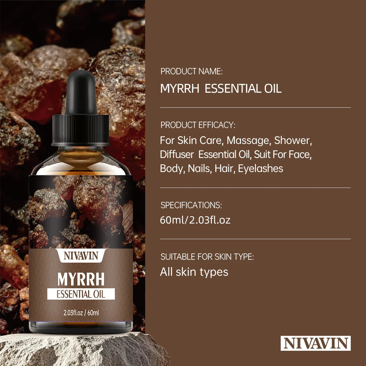 30Ml/60Ml/100Ml  Myrrh Essential Oil Body Massage Skin Care Hydrating Moisturizing and Air Freshening