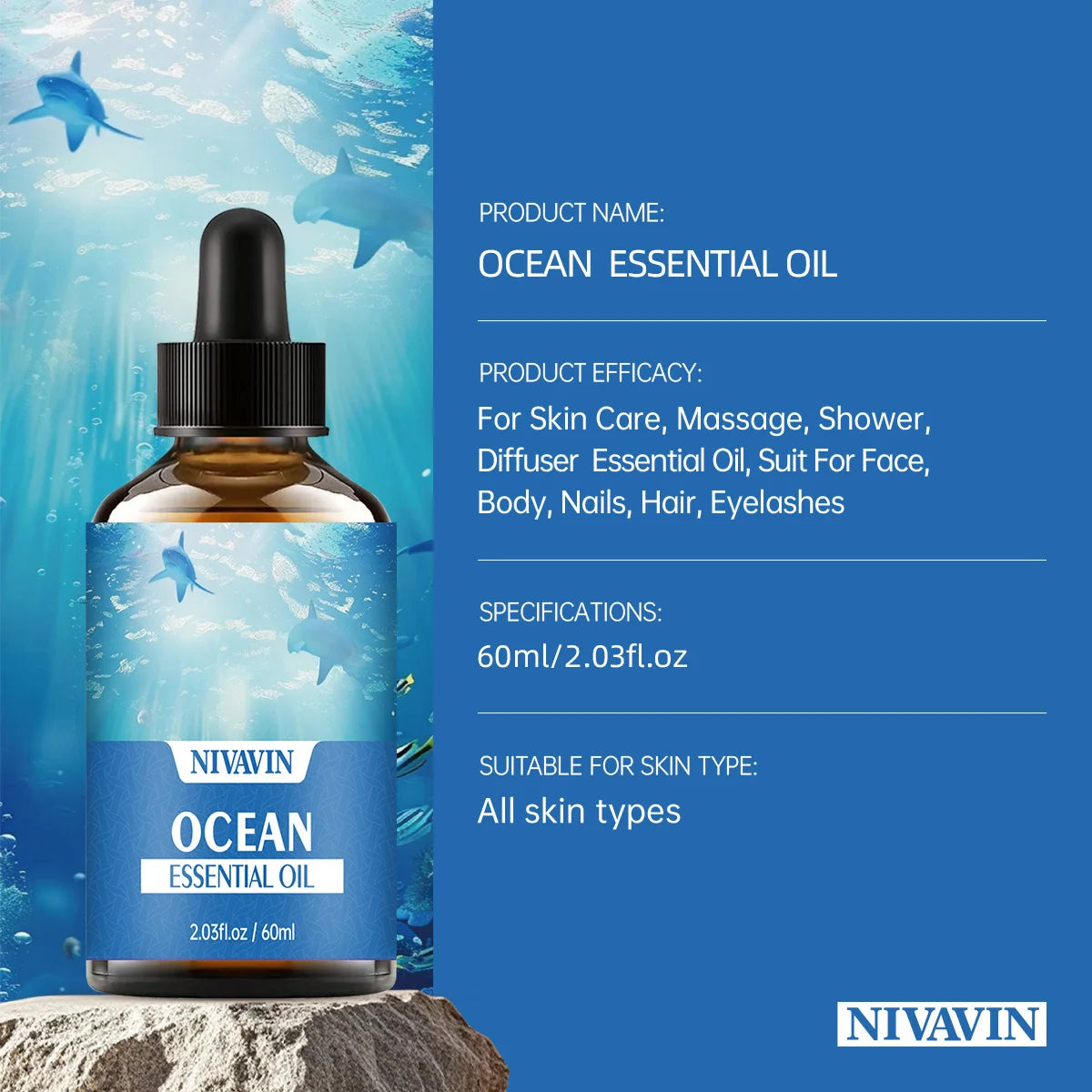 30Ml/60Ml Ocean Essential Oil Body Massage Skin Care Hydration and Air Freshness