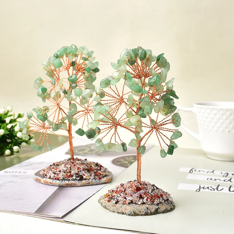 Natural Crystal Tree Amethyst Rose Quartz Olivine Lucky Tree Decor Agate Slices Gravle Stone Mineral Ornaments Home Decor Gifts