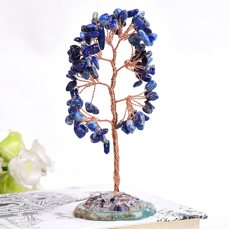 Natural Crystal Tree Amethyst Rose Quartz Olivine Lucky Tree Decor Agate Slices Gravle Stone Mineral Ornaments Home Decor Gifts