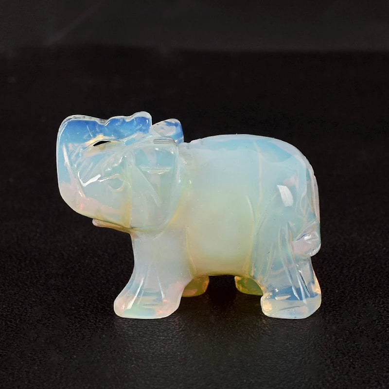 Whosale 2 Inch Jade Crystal Elephant Figurines Craft Hand Carved 100 % Natural Stone Mini Animal Statue for Decor Chakra Healing