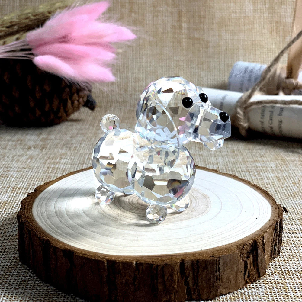 Crystal Dog Animal Figurine Glass Clear Dog Collection Ornament Handmade Puppy Paperweight Children Gift Home Table Decor