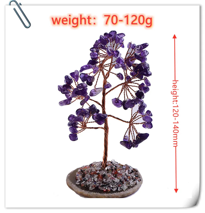 Natural Crystal Tree Amethyst Rose Quartz Olivine Lucky Tree Decor Agate Slices Gravle Stone Mineral Ornaments Home Decor Gifts