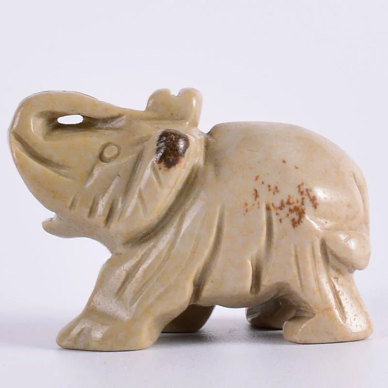 Whosale 2 Inch Jade Crystal Elephant Figurines Craft Hand Carved 100 % Natural Stone Mini Animal Statue for Decor Chakra Healing