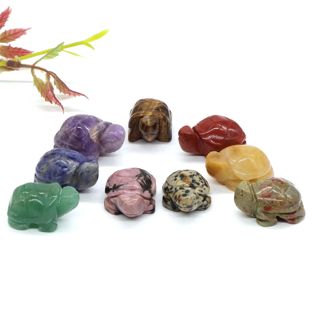 1.2" Turtle Tortoise Statue Natural Amethyst Stone Carved Reiki Healing Crystal Animal Figurine Crafts Home Decoration Wholesale