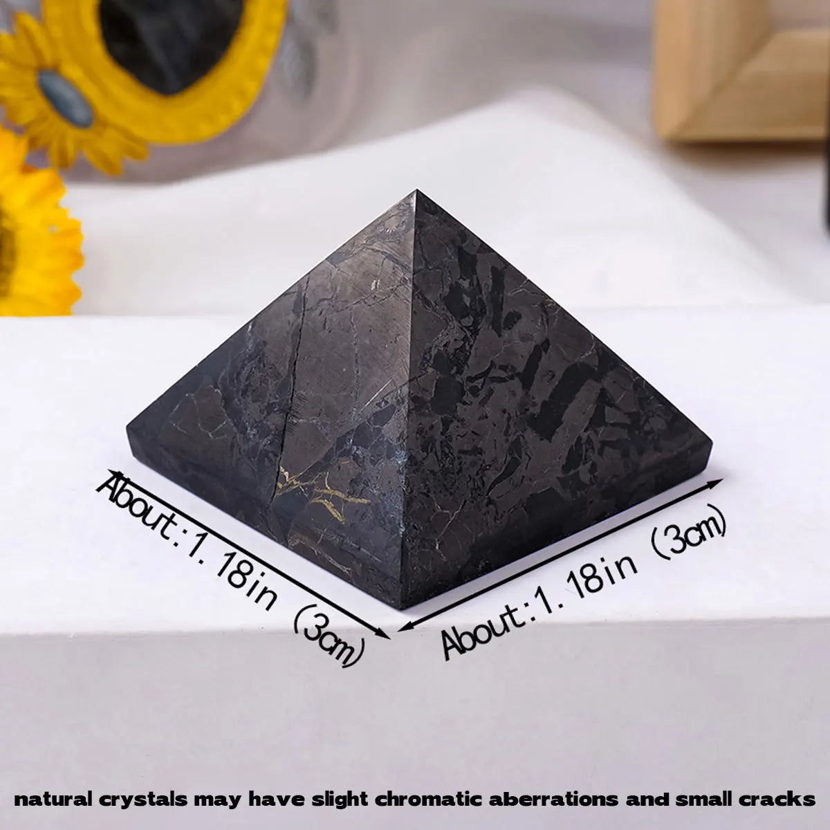 1Pc Natural Crystal Russian Shungite Pyramid Raw Stone Polished Four Sided Tower Home Desktop Decoration Feng Shui Ornament