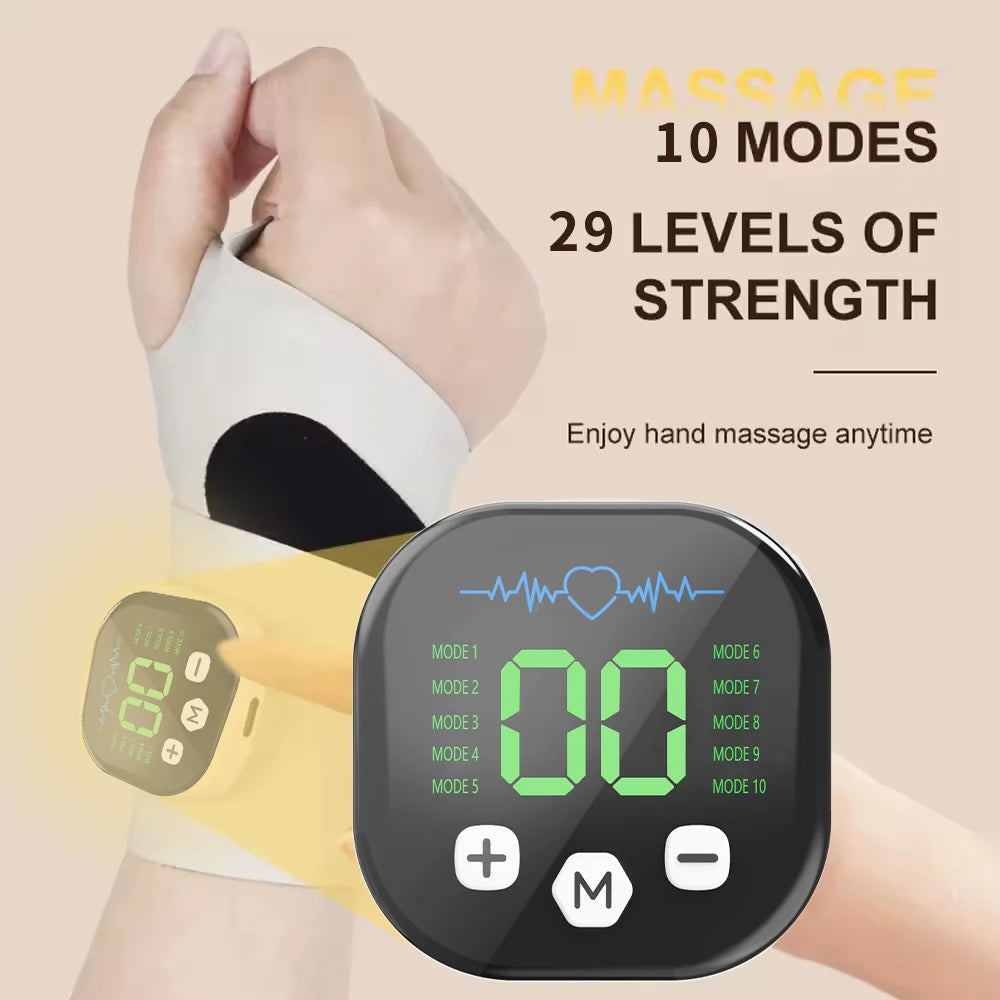10 Modes 29 Levels Wrist Massager Electric Rechargeable Hand Vibration Massage Relieves Tenosynovitis and Carpal Tunnel Fatigue