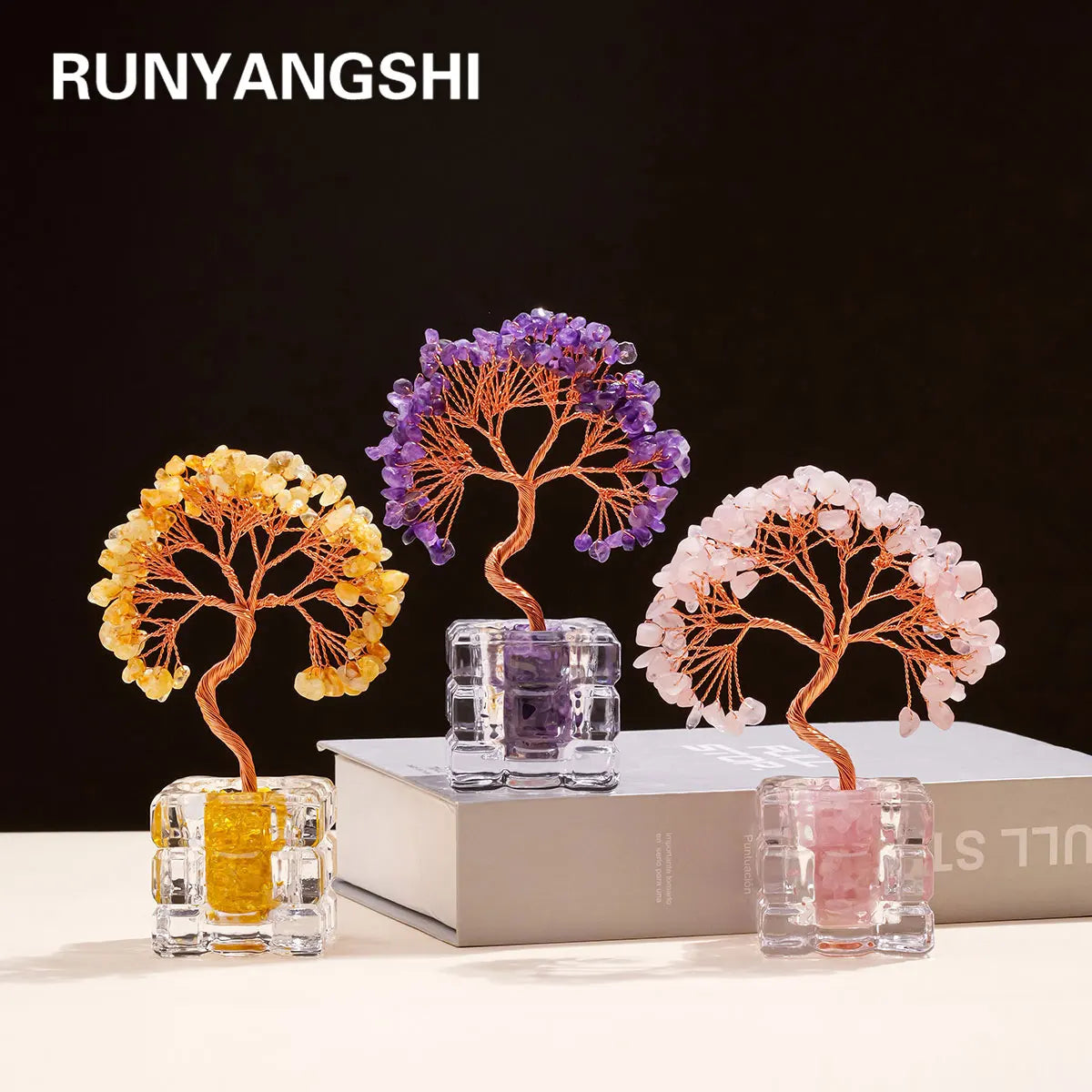 1PC Natural 7 Chakra Healing Crystals Stones Wealth Tree Feng Shui Home Office Decor Lucky Energy Prosperity Stone