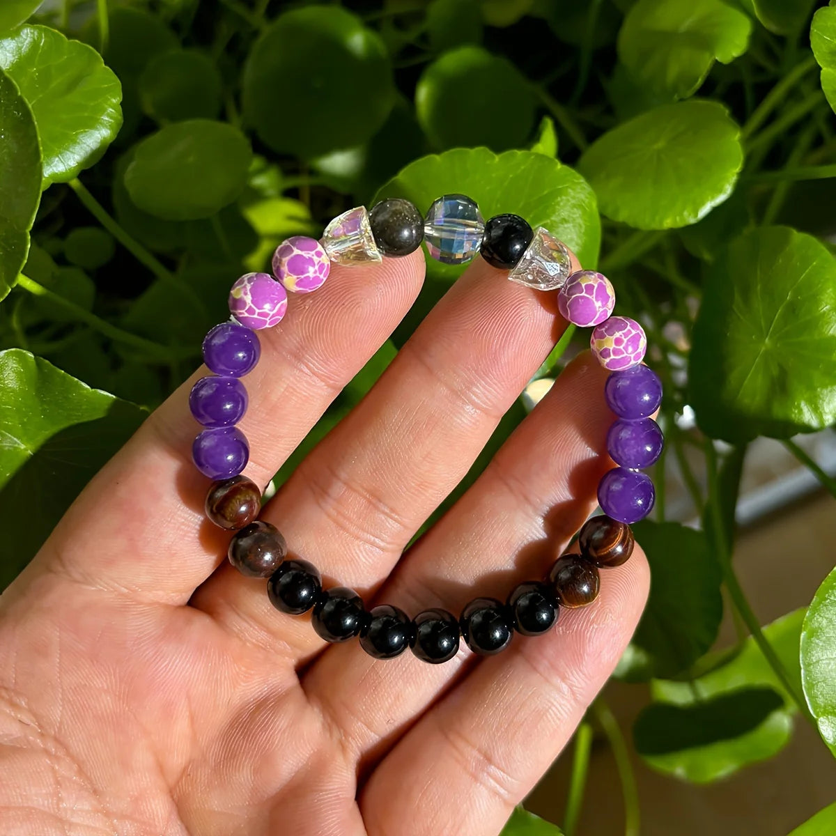 Red Tiger Eye Stone Imperial Jasper and Artificial Crystals Handmade Beaded Bracelet Men Women Homeopathic Energy Balancing Stre