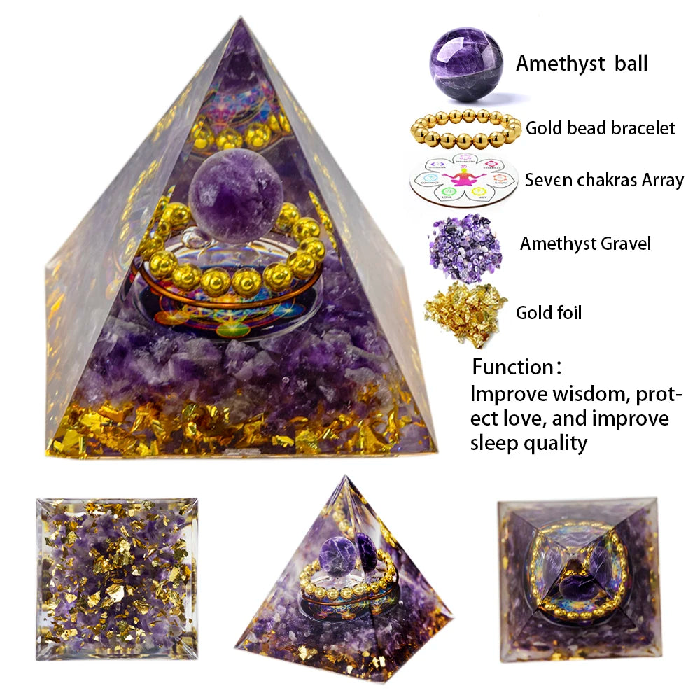 5Cm/2Inch Orgone Pyramid the Zodiac Pyramid Chakra Energy Healing Crystal Pyramid for Health Lucky Success Home Decor Gift