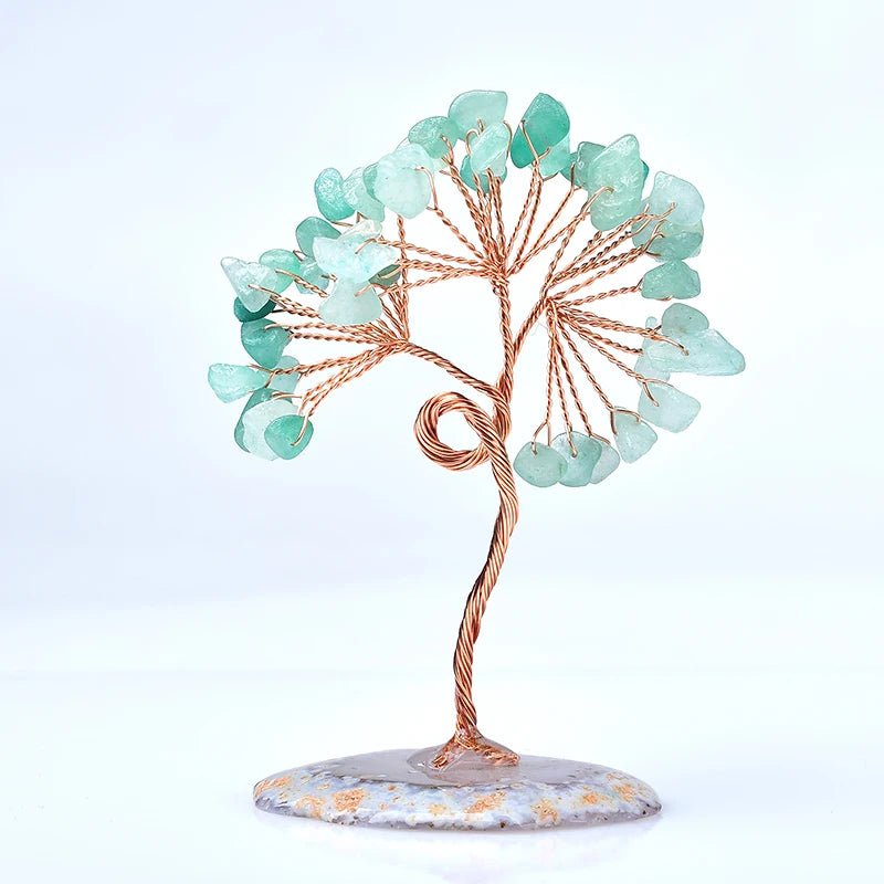 Natural Crystal Tree Amethyst Rose Quartz Olivine Lucky Tree Decor Agate Slices Gravle Stone Mineral Ornaments Home Decor Gifts