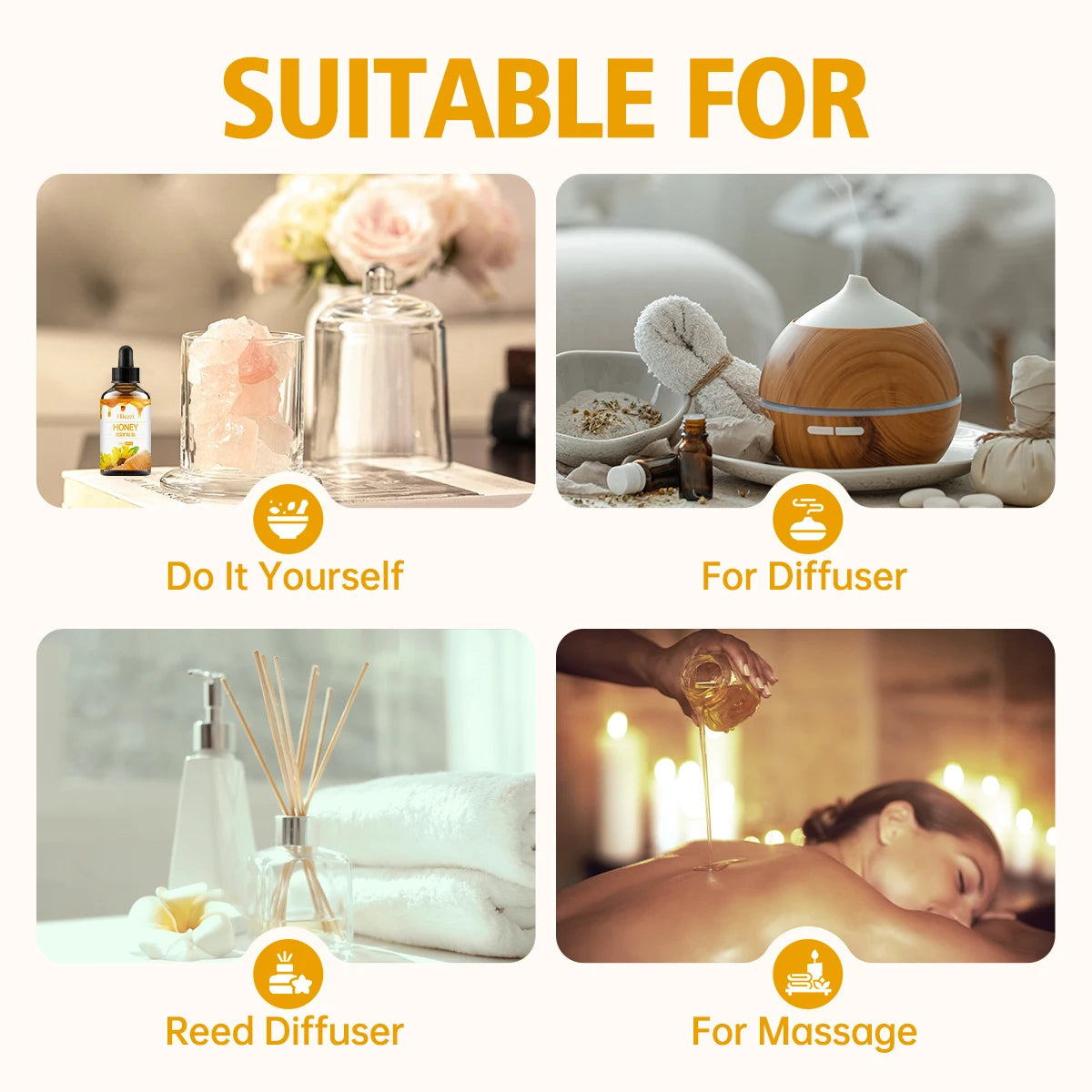 30Ml Honey Essential Oil Skin Care and Hair Care Massage Essential Oil Base Oil Aromatherapy Essential Oil Suitable for All Skin
