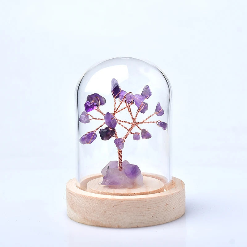 Natural Crystal Tree Amethyst Rose Quartz Olivine Lucky Tree Decor Agate Slices Gravle Stone Mineral Ornaments Home Decor Gifts