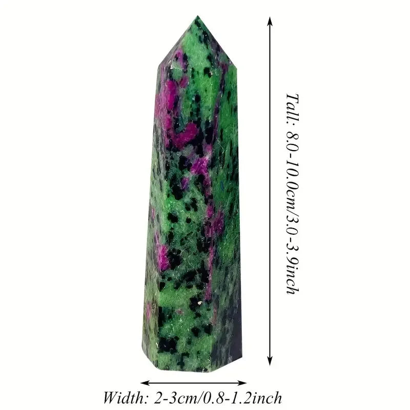 1Pc Natural Crystal Ruby Zoisite Tower 6 Faceted Single Point Tower for Meditation