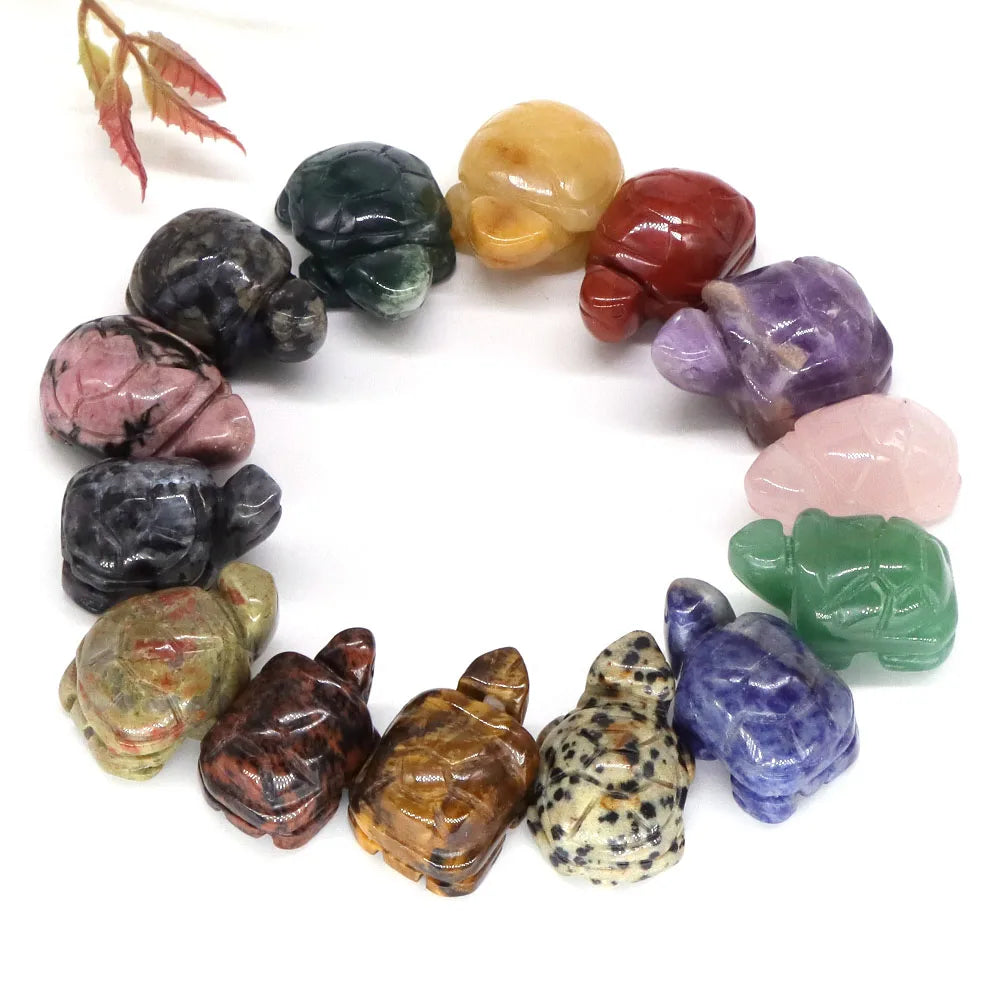 1.2" Turtle Tortoise Statue Natural Amethyst Stone Carved Reiki Healing Crystal Animal Figurine Crafts Home Decoration Wholesale