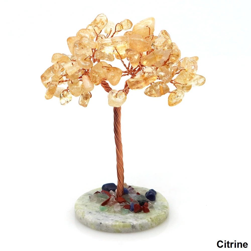 Crystal Money Tree Natural Stone Base Healing Quartz Gemstones Copper Wire Wrapped Plant Crafts Feng Shui Home Decor Lucky Gifts