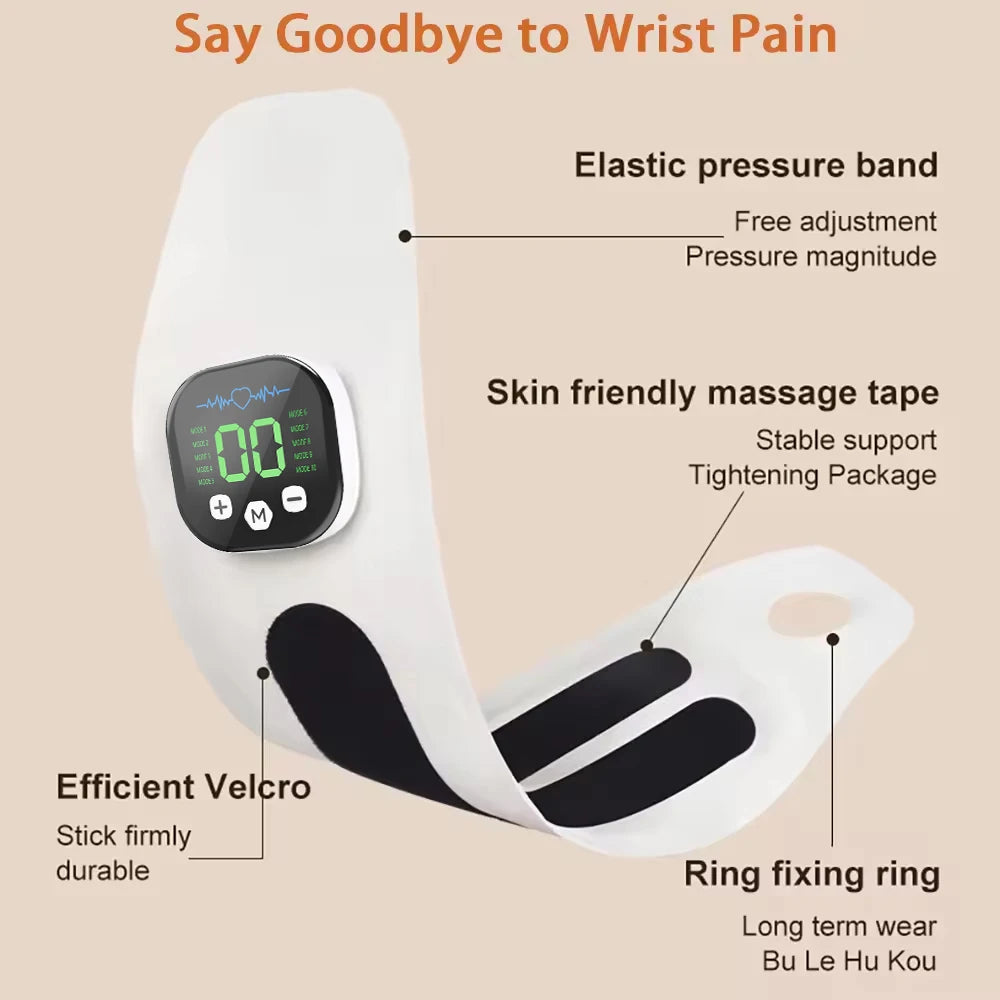 10 Modes 29 Levels Wrist Massager Electric Rechargeable Hand Vibration Massage Relieves Tenosynovitis and Carpal Tunnel Fatigue