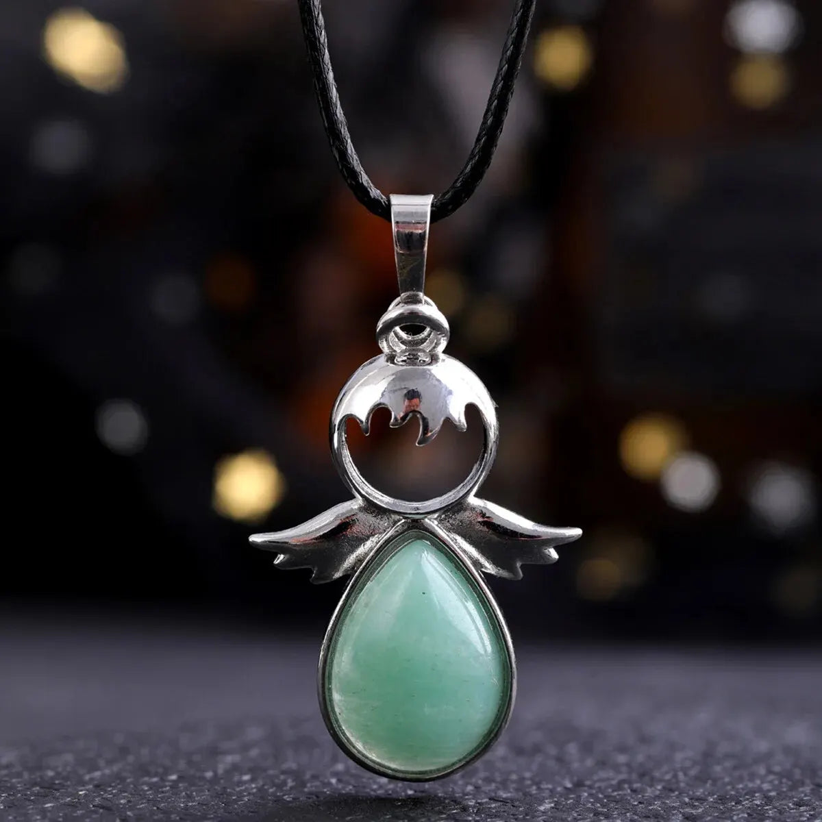 1Pc Fairy Tale Angel Wings Crystal Water Drop Pendant Necklace Healing Natural Crystal Stone Pendant Necklace Jewelry