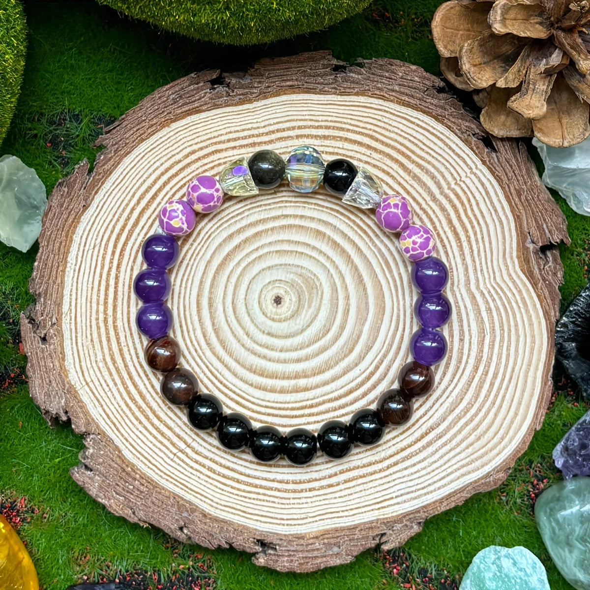 Red Tiger Eye Stone Imperial Jasper and Artificial Crystals Handmade Beaded Bracelet Men Women Homeopathic Energy Balancing Stre