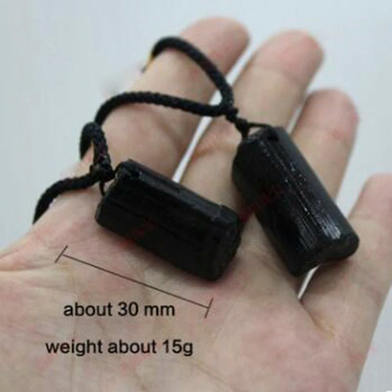 Black Tourmaline Pendant Rough Stone Natural Stone Necklace Ornament Crystal Thick Black Healing Energy Jewelry Gift