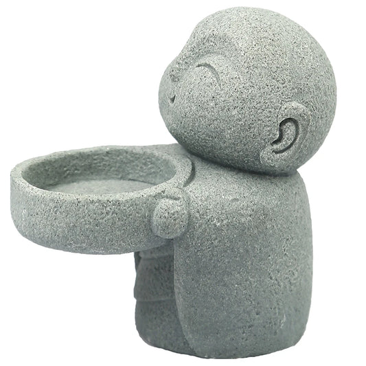 Praying Sculptures Ornament Cute Tea Light Buddha Figurine Candlestick Vintage Buddha Tealight Holder Home Chinese Decoration