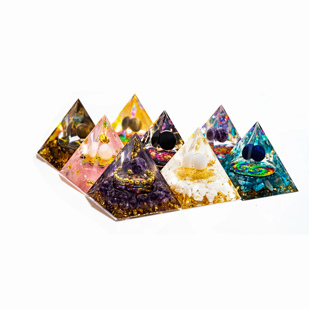5Cm/2Inch Orgone Pyramid the Zodiac Pyramid Chakra Energy Healing Crystal Pyramid for Health Lucky Success Home Decor Gift